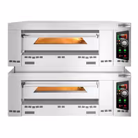 Gas Deck Pizza Oven - Twin Deck - Refractory Stone Deck - 9+9 x Ø 34cm (13.4") - 230V Single Phase - Mechanical Controls - up to 450°C