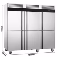 Szafa mroźnicza magazynowa ECO – stal nierdzewna – GN 1/1 – 2500 L – z 6 półdrzwiami