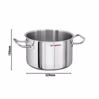 Hrnec na maso - Nerezová ocel - 15 L - Ø 320 mm - Výška: 190 mm - Vhodné pro indukci