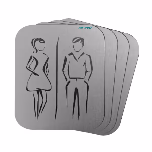 AIR-WOLF | Znak za vrata ''WC'' - Samoljepljiv - Nehrđajući čelik