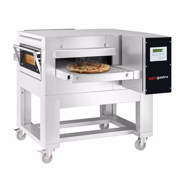 Gas Conveyor Pizza Oven - 1260x1750mm (49.6"x68.9") - 230V Single Phase - Digital Controls - Belt width: 500mm (19.7") - up to 320°C - incl. Base frame - with Wheels