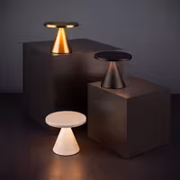 (4 adet) Şarj Edilebilir Masa Lambası - CONE MINI - 3 kademeli kısılabilir - Ø130x115mm - Siyah