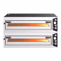 (2 pcs) Electric Deck Pizza Oven - Single Deck - Refractory Stone Deck - 6 x Ø 35cm (13.8") - Mechanical Controls - up to 450°C