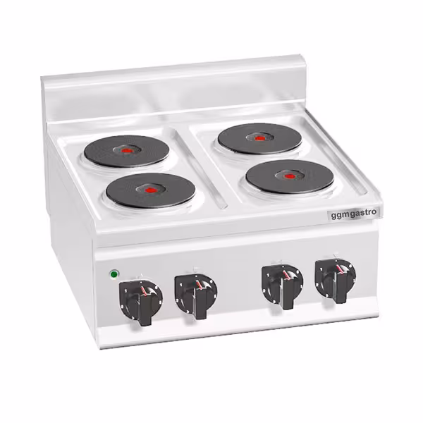 Mașină de gătit / aragaz electrică profesională – LORENZO – seria 600 - 600x600x(H)410 mm - aparat de banc/pentru masă - 8,0 kW - 4 plite rotunde