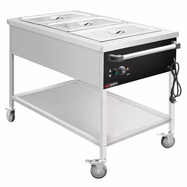 Toplovodna kupka grijana kolica - 1,95 kW - 3x GN 1/1 - s odvodnim ventilom