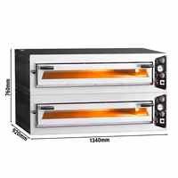 (2 pcs) Electric Deck Pizza Oven - Single Deck - Refractory Stone Deck - 6 x Ø 35cm (13.8") - Mechanical Controls - up to 450°C