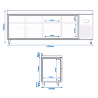Aukstuma galds PREMIUM PLUS - 2452x600 mm - 510 l - Ar apmali