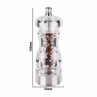 (6 Stück) Pfeffermühle - CLEARGRIND - Acryl - Höhe: 150mm - Transparent