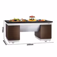 Buffet neutro DUBLIN - piano di lavoro in granito nero - 2000x800x900 mm - nero - con ruote - mobile