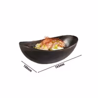 (6 adet) Kase - MARONE - Melamin - 0,25L - köşeli - 165x100mm - Derinlik:55mm - Siyah/Kahverengi
