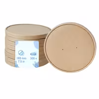 (300 pcs) Food Lidding Tray Paperboard - 185mm - Round - Brown
