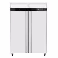 Hladnjak nehrđajući čelik (inox) ECO - GN 2/1 - 916 l - od 0 °C do +8 °C - s 2 vrata - ventilirano hlađenje, automatsko odmrzavanje, digitalni termostat, integrirana brava, 4 kotača