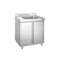 Sudoper s ormarićem PREMIUM - inox - 800 x 700 mm - s 1 koritom - korito sredina