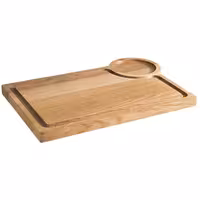 (6 pcs) Serving Board - OAK - 6-piece set - incl. ramekin recess - oak wood - 370x250mm