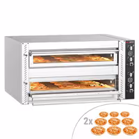 Electric Deck Pizza Oven - Twin Deck - Refractory Stone Deck - 9+9 x Ø 30cm (12") - Mechanical Controls - up to 450°C