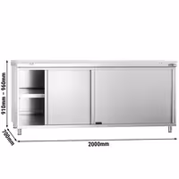 PREMIUM radni ormar od nehrđajućeg čelika – 2000 x 700 mm – s kliznim vratima – uključujući bijelu radnu ploču