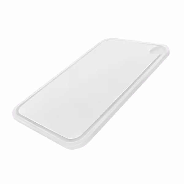 Griešanas dēlis ar sulas rievu - 300x500 mm - Biezums: 20 mm - HACCP atbilstošs - Polietilēns (PE) - Balts - Var mazgāt trauku mazgājamā mašīnā - Neslīdošs
