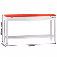 Roostevabast terasest töölaud PREMIUM - 2000x700 mm - alumise riiuliga