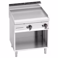 Plinski roštilj - 13,8 kW - Glatka - površina pečenja: 795x500 mm - na otvorenom ormariću - satinirana (Scotch-Brite) završna obrada