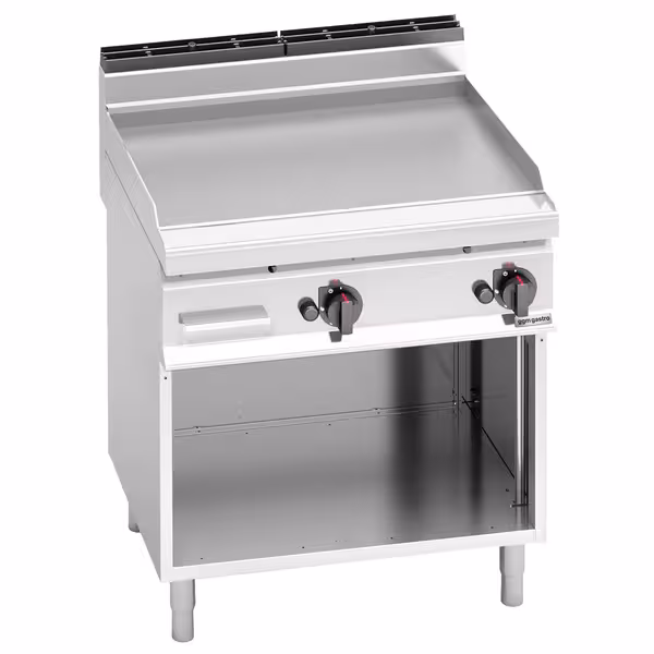 Gázüzemű rostlap - 13,8 kW - Sima - Sütőfelület: 795x500 mm - álló - nyitott tárolóval - Professzionális