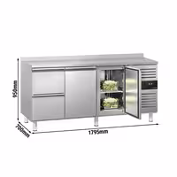 Chladicí stůl ECO - 1795 × 700 mm - se 2 dveřmi - 2 zásuvkami - se zadní lištou