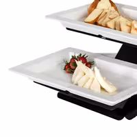 Etagere / Buffet Stand - Powder-coated stainless steel & melamine - Black - incl. 3 Melamine bowls 320x530mm