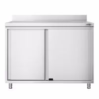 خزانة قاعدية ستانلس ستيل PREMIUM - 1000x600mm - أبواب منزلقة - مع حاجز خلفي
