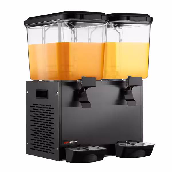 Profesyonel Soğuk İçecek Dispenseri - Karıştırıcılı 2 polikarbon hazne - 2x18L - 600W - Siyah
