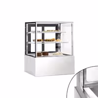 Commercial cake display fridge - 343L - 900mm - Double glazing - with 2 glass shelves - rear sliding doors