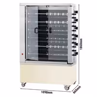 Commercial Electric Chicken Rotisserie Oven - Glass-Ceramic - 28.8kW - with 11 Skewers for up to 66 chickens