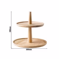 Açık Büfe Teşhir Standı - VALO - 2 Katlı - Ahşap (Meşe) - Kahverengi - dairesel - Yükseklik:280mm - 300x300x280mm