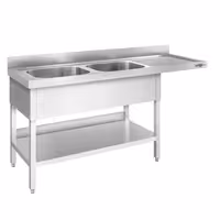 Pult za pranje za perilicu posuđa - 1800x600 mm - s 2 korita