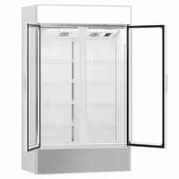 Commercial Beverage Display Fridge with Illuminated Canopy - 1200mm - 1048 Litres - with 2 hinged glass doors - LED lighting - Temperature range 1 to 10 °C