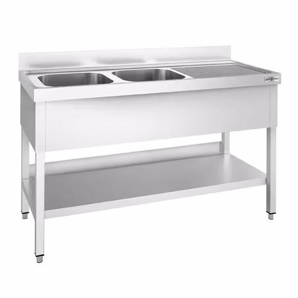 Sudoper PREMIUM - 1600x600 mm - s donjom policom - s 2 koritima - korito lijevo