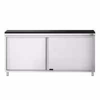 Rozsdamentes acél munkaszekrény PREMIUM – 1800x800 mm – tolóajtóval – gránit munkalapmal