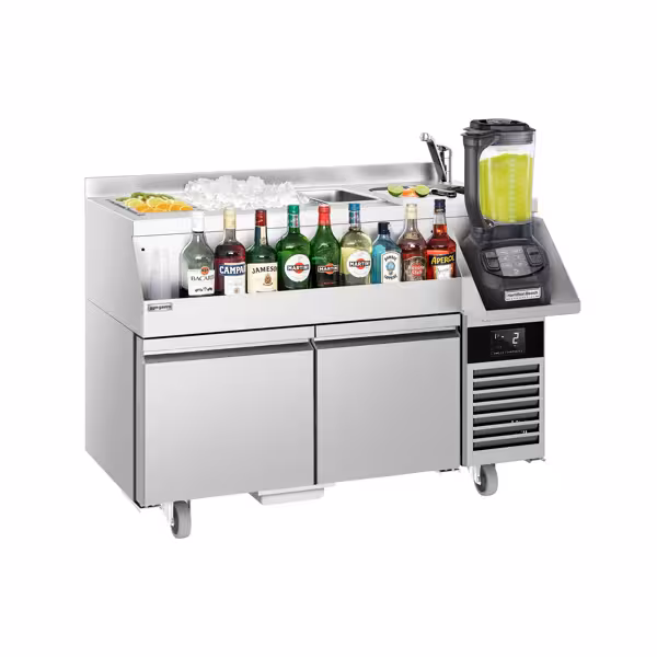 Stół chłodniczy barowy do koktajli i napojów – 1200 mm – 150 L – z 2 szufladami i gniazdem 230 V