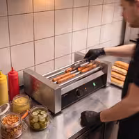 Commercial Hot Dog Roller Grill - 5 Rollers - Single Heating Zone