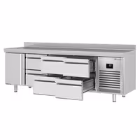 Commercial Counter Fridge PREMIUM PLUS - 2452x700mm - with 1 door - 6 drawers [1/2] - with upstand - capacity 625 litres