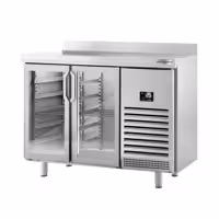 Stół chłodniczy barowy do napojów Premium PLUS – 1468 x 700 mm – z 2 drzwiami szklanymi i rantem