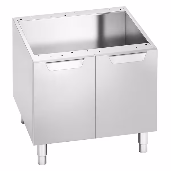 Nyitott alsó szekrény - 600x550x600 mm | 600-as - rozsdamentes acél | alaplappal | három oldalról zárt | állítható lábakkal