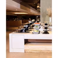 Etagere / Buffet Stand - Powder-coated stainless steel frame - Black - square - incl. 3 Melamine bowls 300x300mm - with 3 shelves