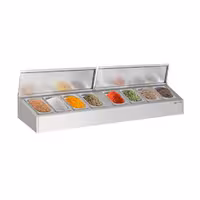 Soporte para cubetas GN de acero inoxidable - 8x GN 1/4 - con cubetas y tapas