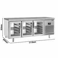 Pekarski rashladni pult PREMIUM PLUS - 2185x800 mm - 610 l - Ventilirano hlađenje - Dvostruko ostakljenje - s prolazom - s 6 staklena vrata - granitna radna ploča