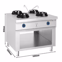 Plinski wok štednjak - otočna izvedba - 56,0 kW - 4 plamenika - uključuje 2 slavine