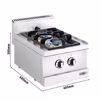 Plinsko kuhalo - 6,5 kW - 2 plamenika - samostojeći - 400x600x900 mm