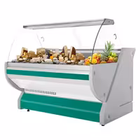 Masný pult - 1700 mm - Zelený- Se světlem a osvětleným předním panelem