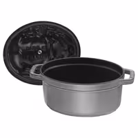 STAUB | Mini Cocotte Oval Enamelled Cast Iron Casserole Dish – 170 mm Oval – Graphite Grey – Pig Lid