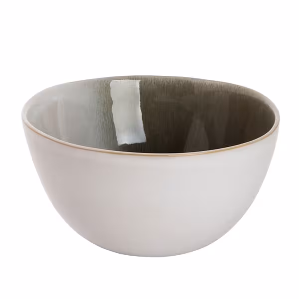 (6 pcs) Dessert Bowl - Nordic - Stoneware - 900ml - round - Ø 150mm - Green/White