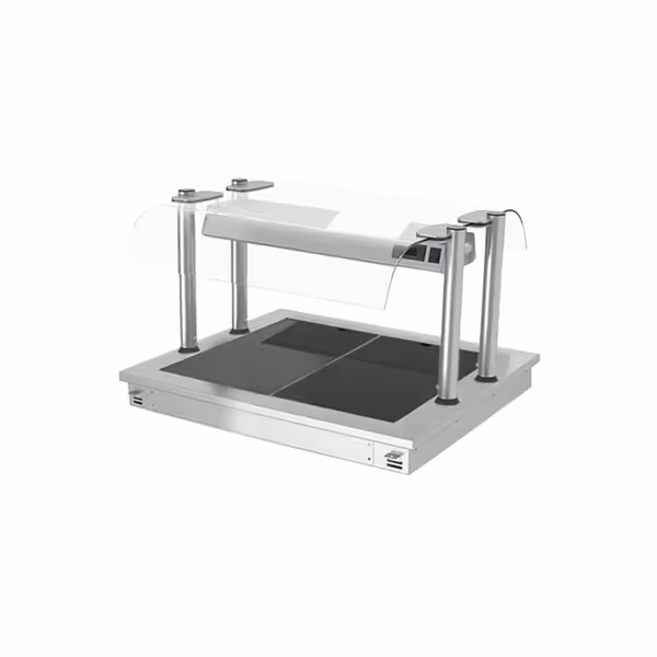 Inbyggd värmeplatta i rostfritt stål - drop-in - 800 mm - 2x GN 1/1 - 0,9 kW - med hygienskydd i glas