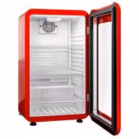 Commercial Mini Bar Refrigerator - 495mm - 113L - with 1 glass door & reversible hinges - Red - Double-glazed glass door
